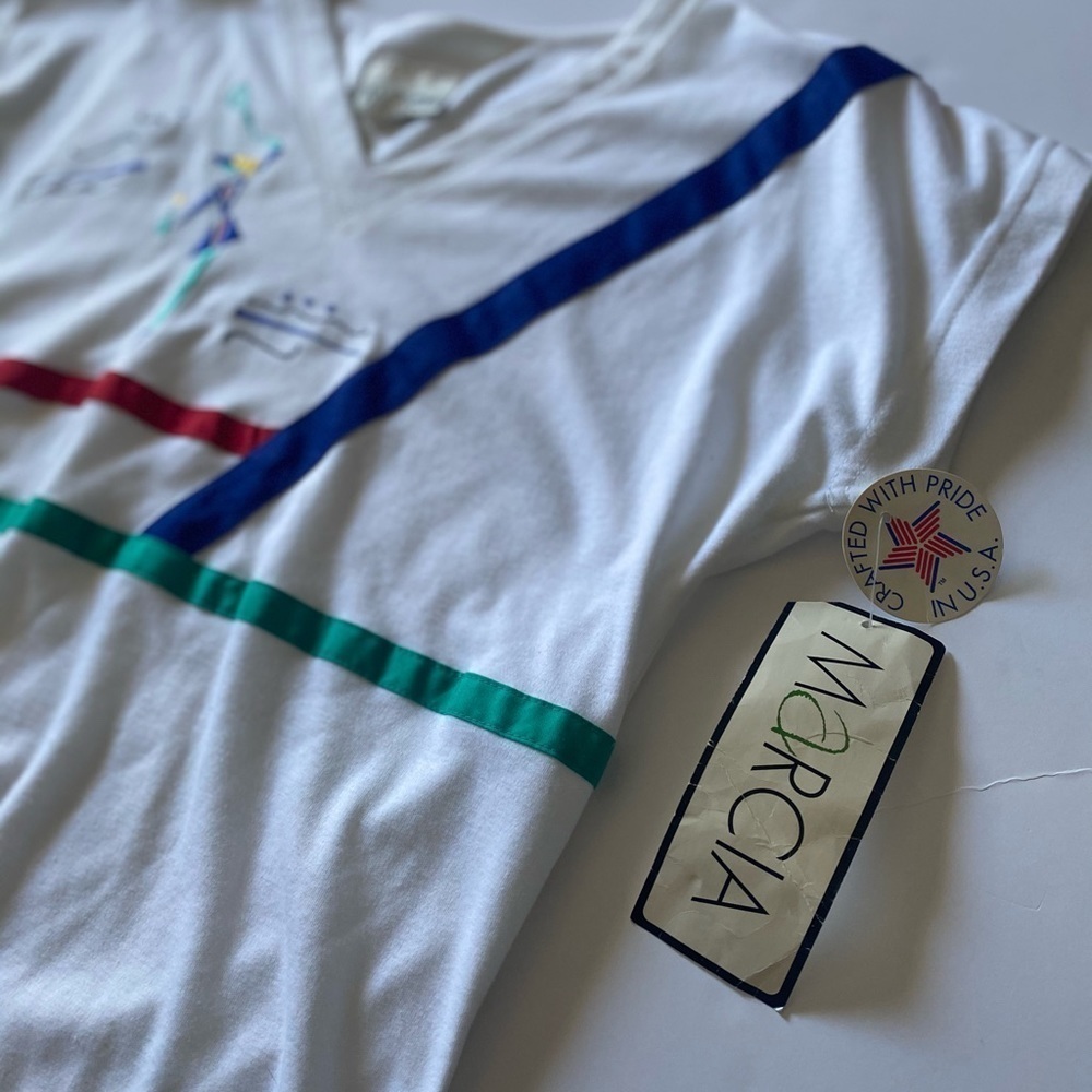 Vintage Marcia short sleeve v neck top white XS - Picture 6 of 8
